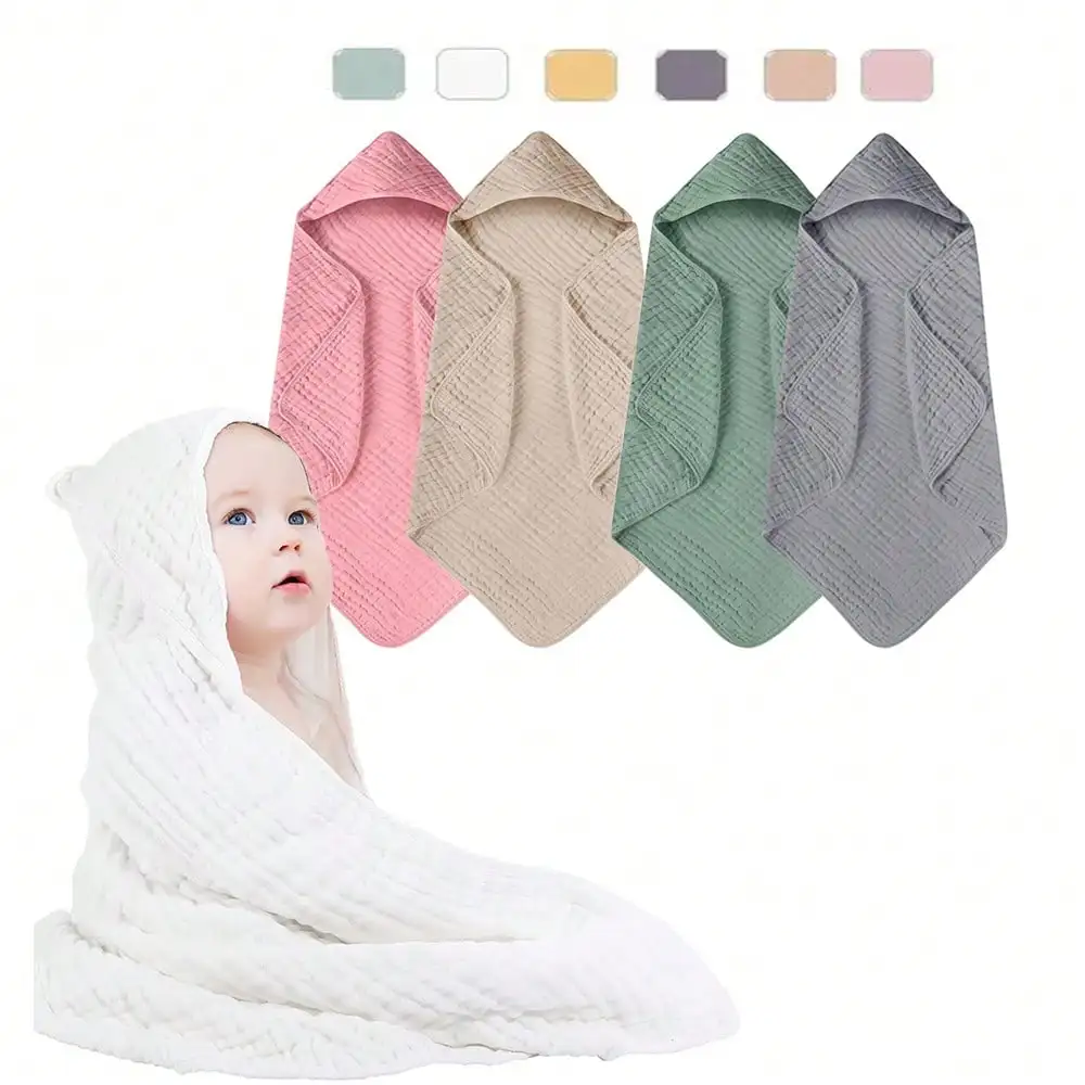 

2 шт. однотонных полотенец для ванной с окантовкой, из чистого хлопка, муслиновое одеяло для новорожденных