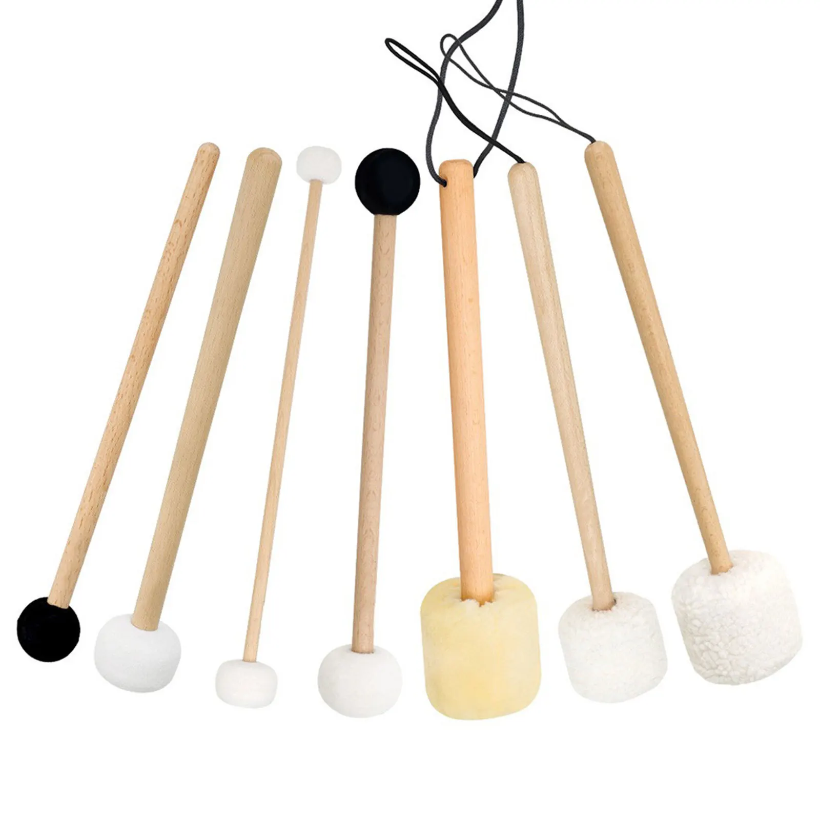 

7pcs Singing Bowl Mallet Set Beech Wood Lamb Skin Rubber For Crystal Tibetan Chanting Bowl Percussion Instrument Accessories