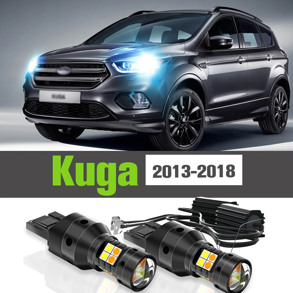 2x LED Dual Mode Turn Signal+Daytime Running Light DRL Accessories Lamp For Ford Kuga 2013-2018 2014 2015 2016 2017