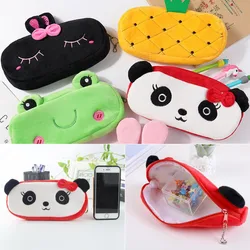 1pc Plush Animal Pencil Case Pen Pouch Kawaii Cartoon Panda Bear Zipper Bags Cosmetic Make Up Organizer Pouch School Office