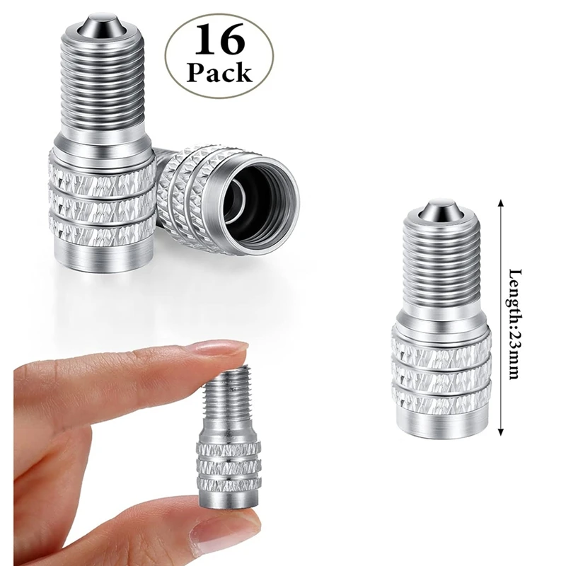 

16pcs Double Valve Stem Cap Inflate Tire Valve Caps Through Tires Cap for High Pressure Truck Car RV Semi Bus Tires [JQ-EN&RS]