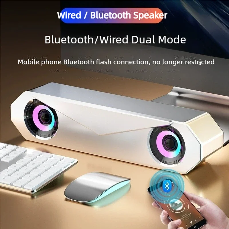 Bluetooth Speaker USB Wired Speaker Computer Soundbar Stereo Surround Subwoofer for Pc Laptop Theater Surround Audio System