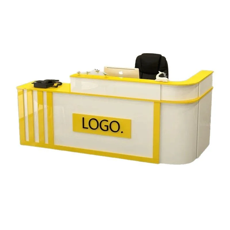 

Дуговая касса, стойка регистрации салона красоты, простой современный коммерческий барный стол, прием компании, яркий угол