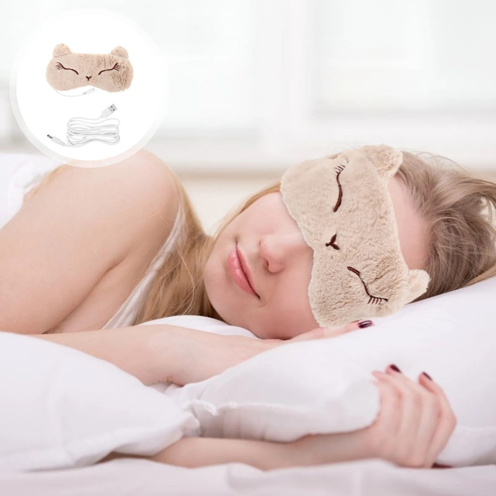 1Set Eye Patch Heating Blinder USB Thermostatic Magnetic Absorption Eye Mask Lightweight Soft Comfortable for Travel