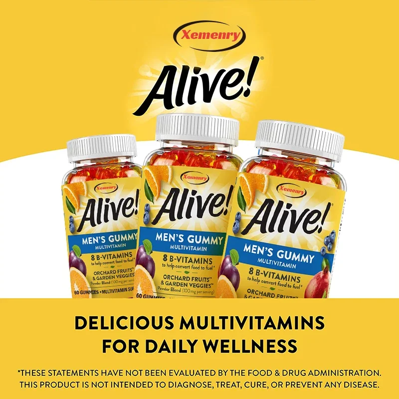 live! Delicious fruit-flavored gummies specially formulated for men to support vitality and total body health