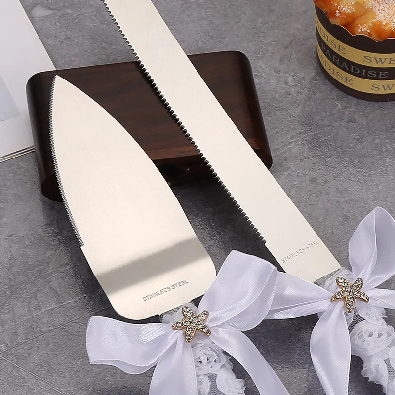 Wedding Cake Cutting Knife And Spoon Set Engagement Celebration Dessert Divider New Couple Gift Wedding Ceremony Props