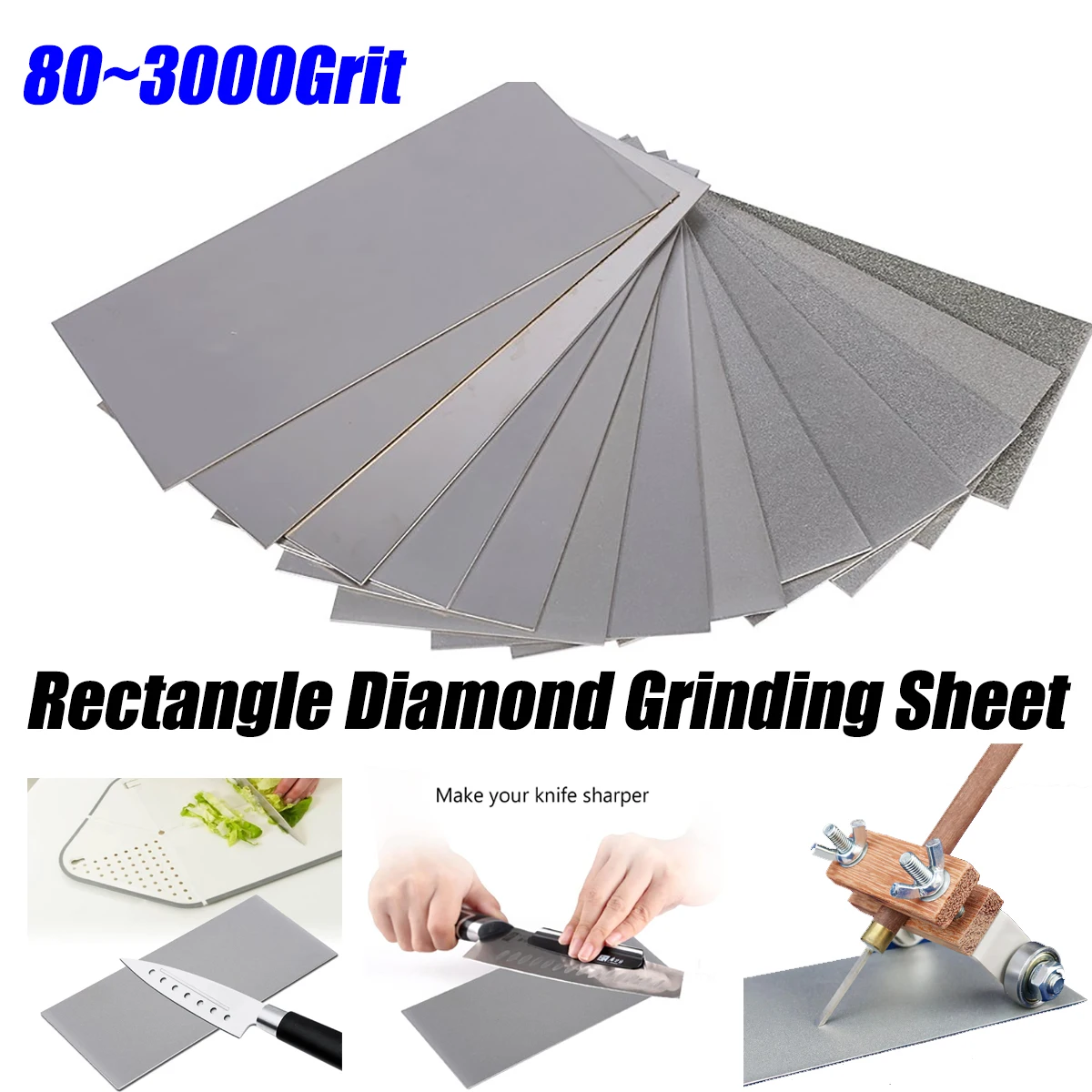 

170mmx75mm Emery Rectangular Grinding Plate Diamond Grinding Disc Engraving Tool Jade Polishing Disc 80-3000 Grit Grinding Sheet