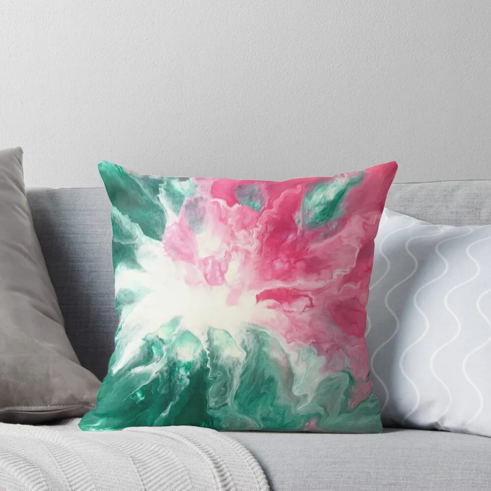 

Pink Iris with Emerald Green Abstract Throw Pillow Cusions Cover luxury sofa pillows Sofa Pillow Cover pillow