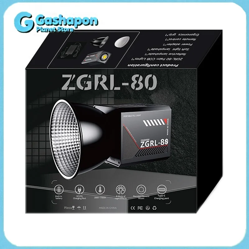 

ZGRL80 80W COB Handheld Video Light Powerful LED Photography Continuous Lighting for Outdoor Studio Photo Video Shoot