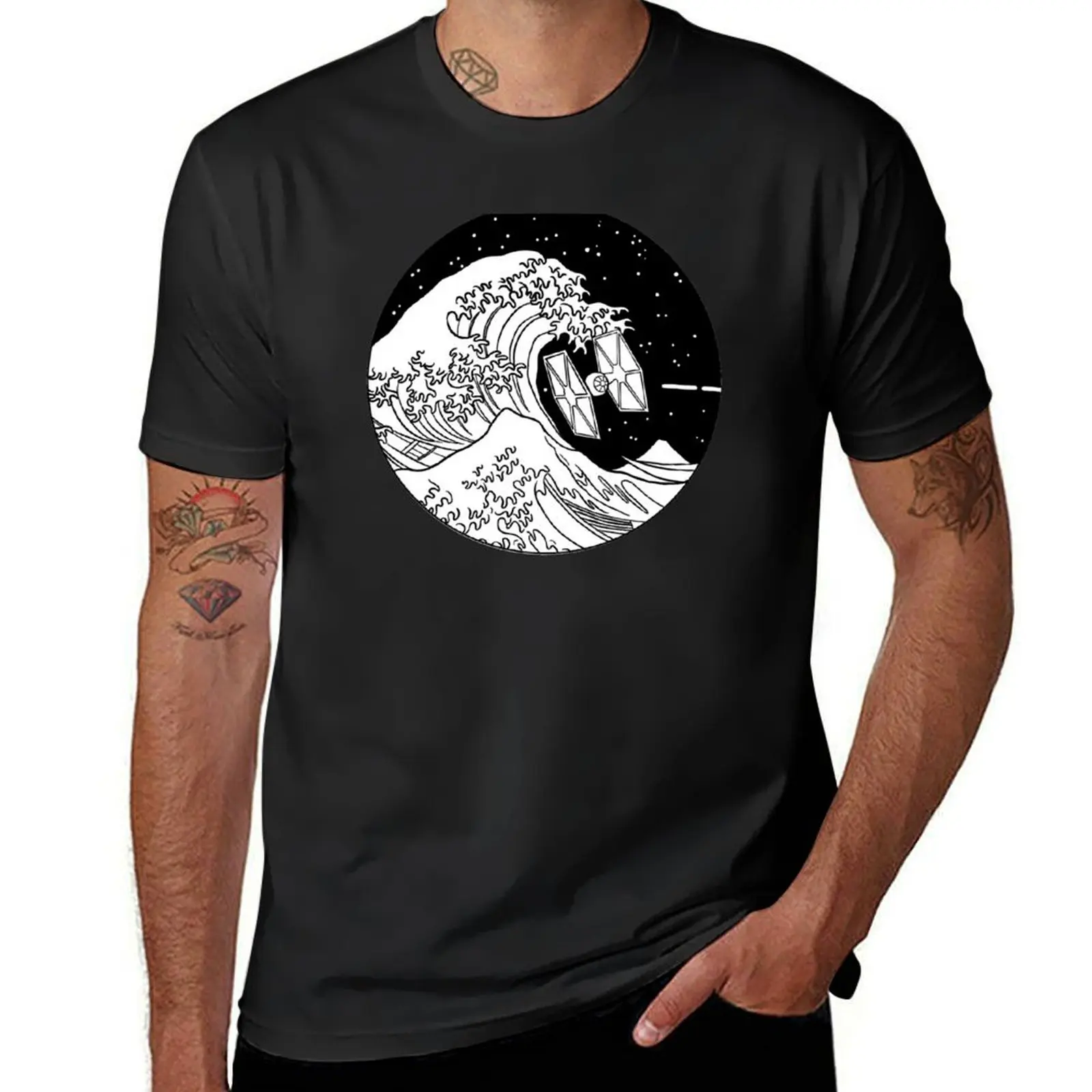 Spaceship in Space - The Great Wave T-Shirt aesthetic clothes sweat kawaii clothes t shirts for men cotton