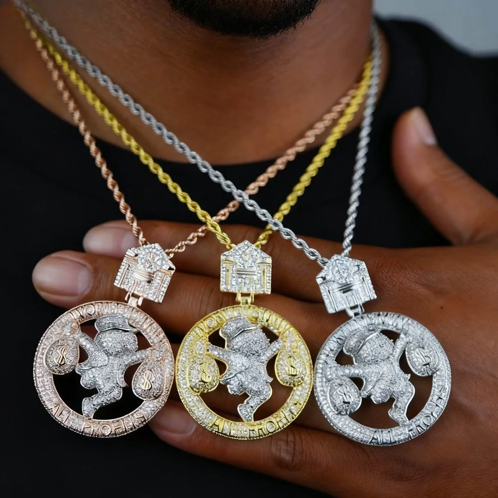 

Men's Hip-Hop Style Zircon-Encrusted Pendant Necklace, Trendy and Unique, Perfect for Parties and Banquets.
