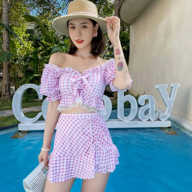 섹시한 여성 하이웨이스트 수영복, 목욕 세트, 목욕 세트 모노키니, 수영 비키니, 한국 투피스 수영복, 2022 신제품