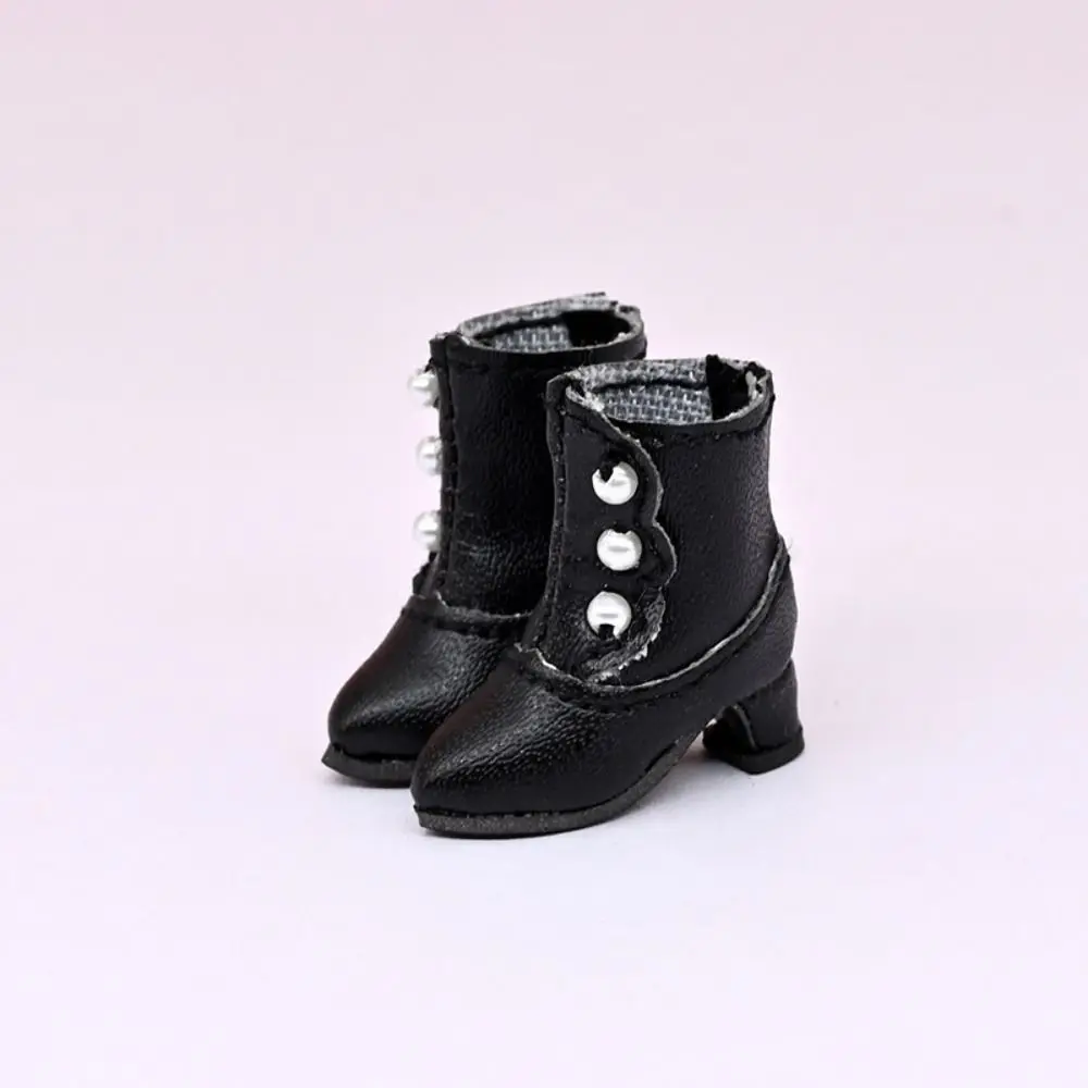1 Paar Pu Leren Mini Hoge Laarzen 1/12 Poppenschoenen Mode Miniatuur Laarzen Voor Ob11 Voor Bjd