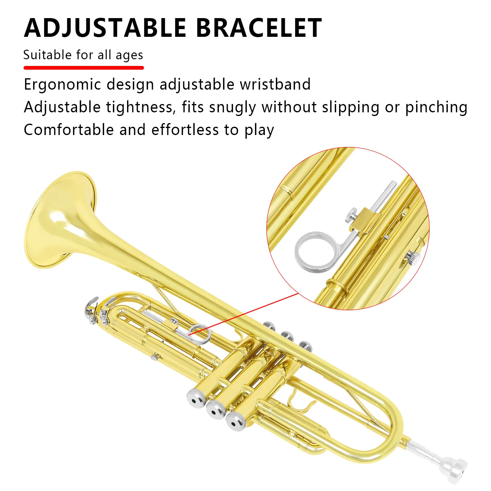  Lacquer Gold Brass Trumpet Bb Tone Trumpet Musical Orchestra Complete Kit with ABS Case for School Performance Instrument
