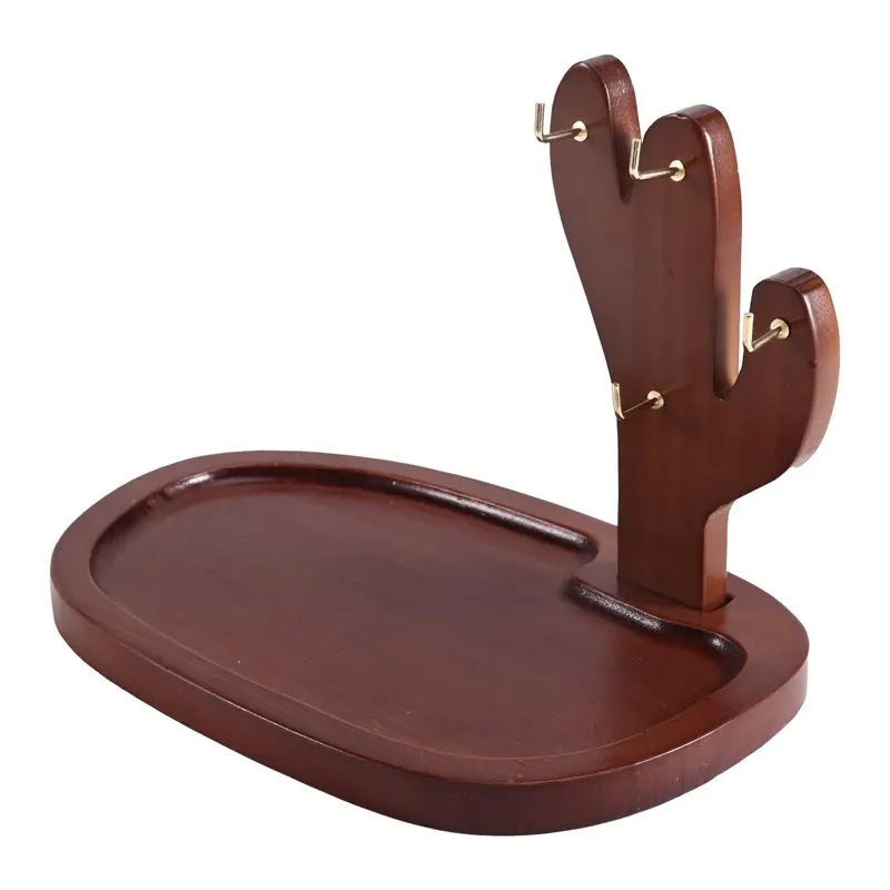 24-Hour Delivery Retro Style Table, Solid Wood Storage Rack, Decorative Glasses And Watch Display Rack, Key Hanging Rack For Ent