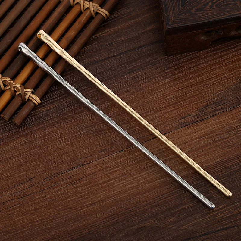 

10PCS 17cm Metal Alloy Hairpins Straight Plain Hair Sticks with Hole Women's DIY Bun Head Accessories Chopsticks Hair Forks