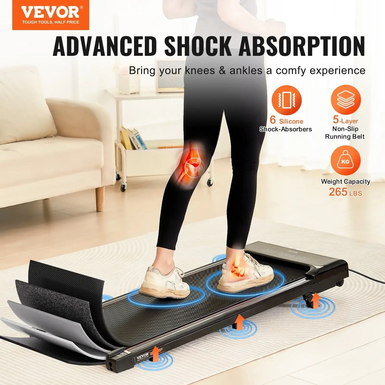 Walking Pad Under Desk Incline Treadmill for Home Office Working Jogging