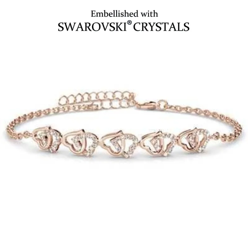 Daisini Heart in Heart Charm Braclet Embellished with Premium Grade Crystal From Swarovski for Women Couple Anniversary Gift