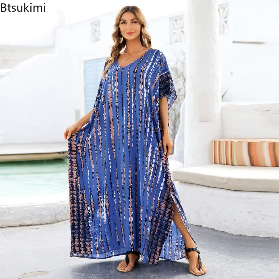 Verão feminino praia maxi vestido cobrir robe plage maiô cobrir ups pareo salida de playa kaftan praia banho cobrir