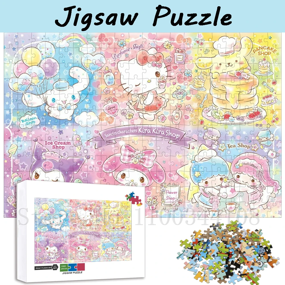 Sanrio Characters Cartoon Puzzles Hellokitty Kuromi Cinnamoroll Mymelody Jigsaw Puzzles for Children Intelligence Game Toys