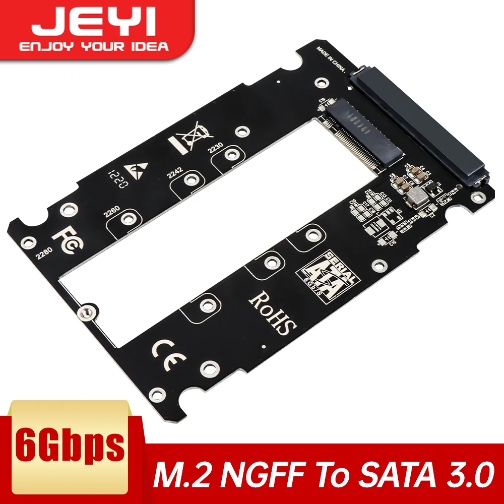 

JEYI M.2 NGFF to 2.5" SATA 3.0 Adapter, M.2 SATA SSD to SATA III 6Gbps Expansion Card Support 2230 2242 2260 2280 Hard Drive