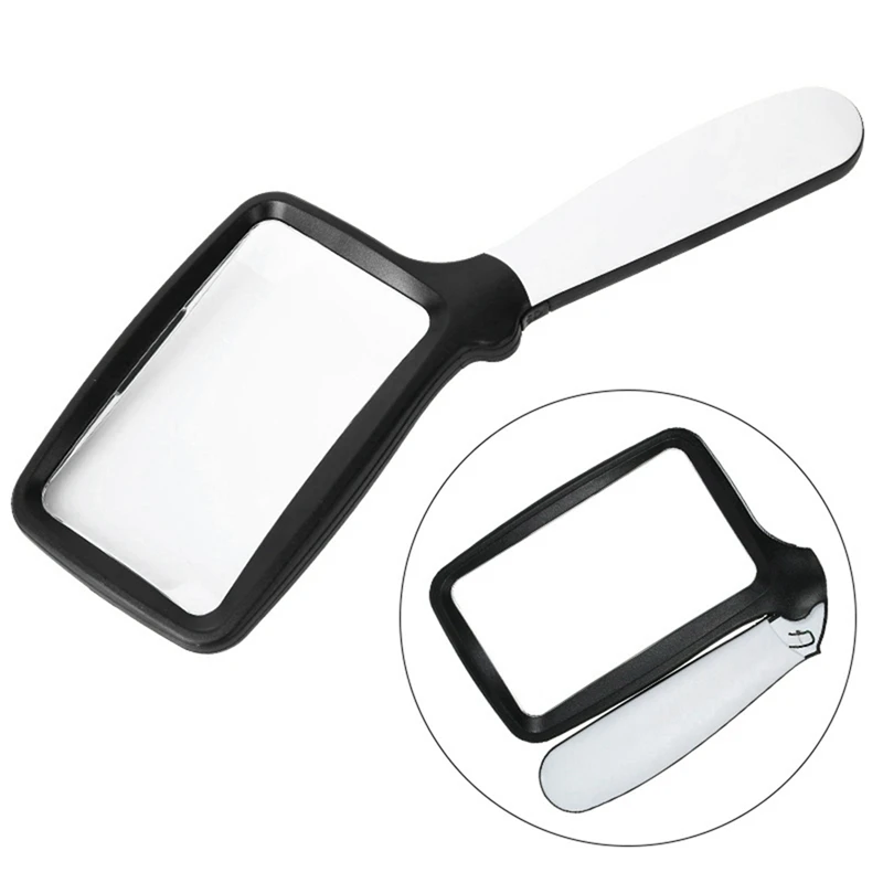 Hot-A39R-Square Hand-Held Foldable Magnifying Glass With LED Lighting