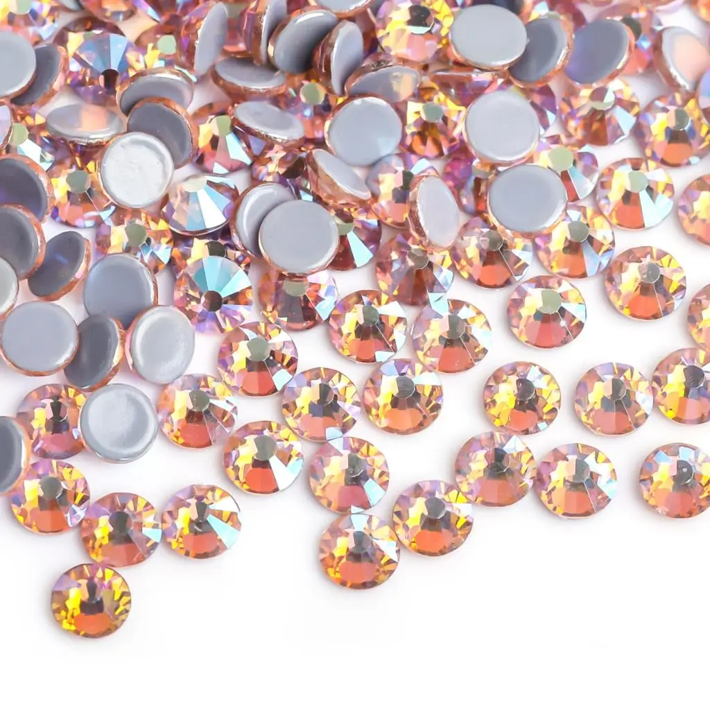 

Lt.Peach AB стразы SS6~SS30 Hotfix Rhinestones Iron On Flatback Glass Nail Art Rhinestone Crystal AB DIY Decorations