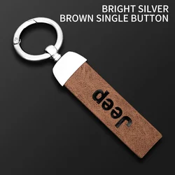 Retro style Leather Car Keychain Keyring Key Ring Custom Gift with Logo for Jeep Gladiator Wagoneer Renegade Cherokee Compass