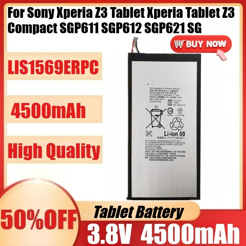 

New LIS1569ERPC 3.8V 4500mAh Replacement Battery For Sony Xperia Z3 Tablet Xperia Tablet Z3 Compact SGP611 SGP612 SGP621 SG