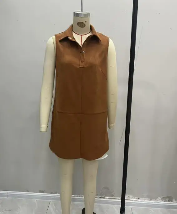 2026 エレガントでセクシーな秋冬新作ファッションカジュアルベストスカート売れ筋スエードシャツワンピース婦人服