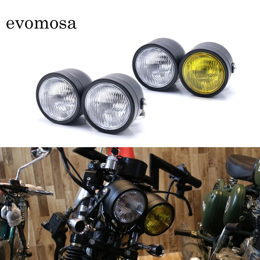 

Motorcycle Double Dual Lamp Universal Twin Headlight H4 For Harley Softail Dyna Fat Boy FLSTF Cafe Racer Chopper Custom Bobber