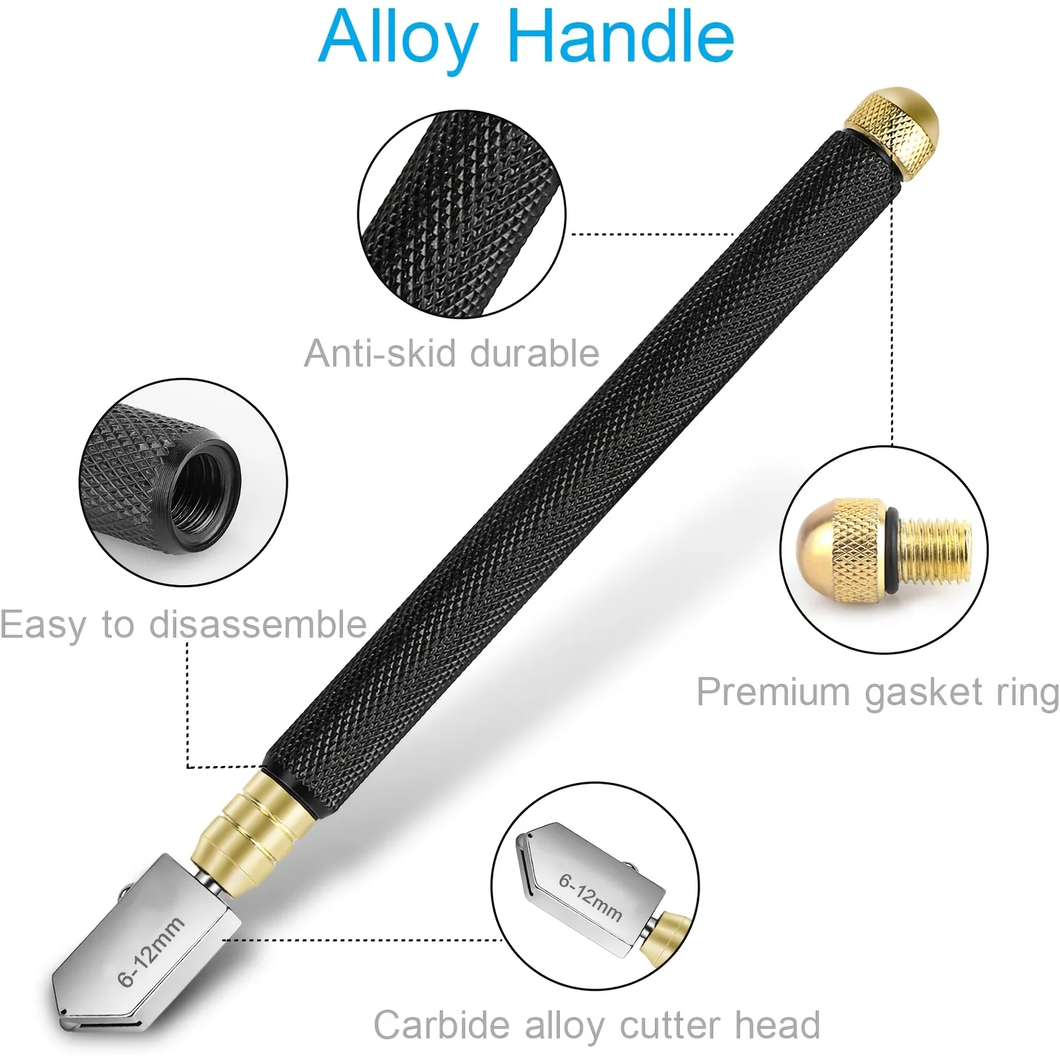 Glass Cutter, Upgrade Glass Cutter Tool 2mm-20mm, Pencil Style Oil Feed Carbide Tip for Glass Cutting Tool/Tiles/Mirror/Mosaic