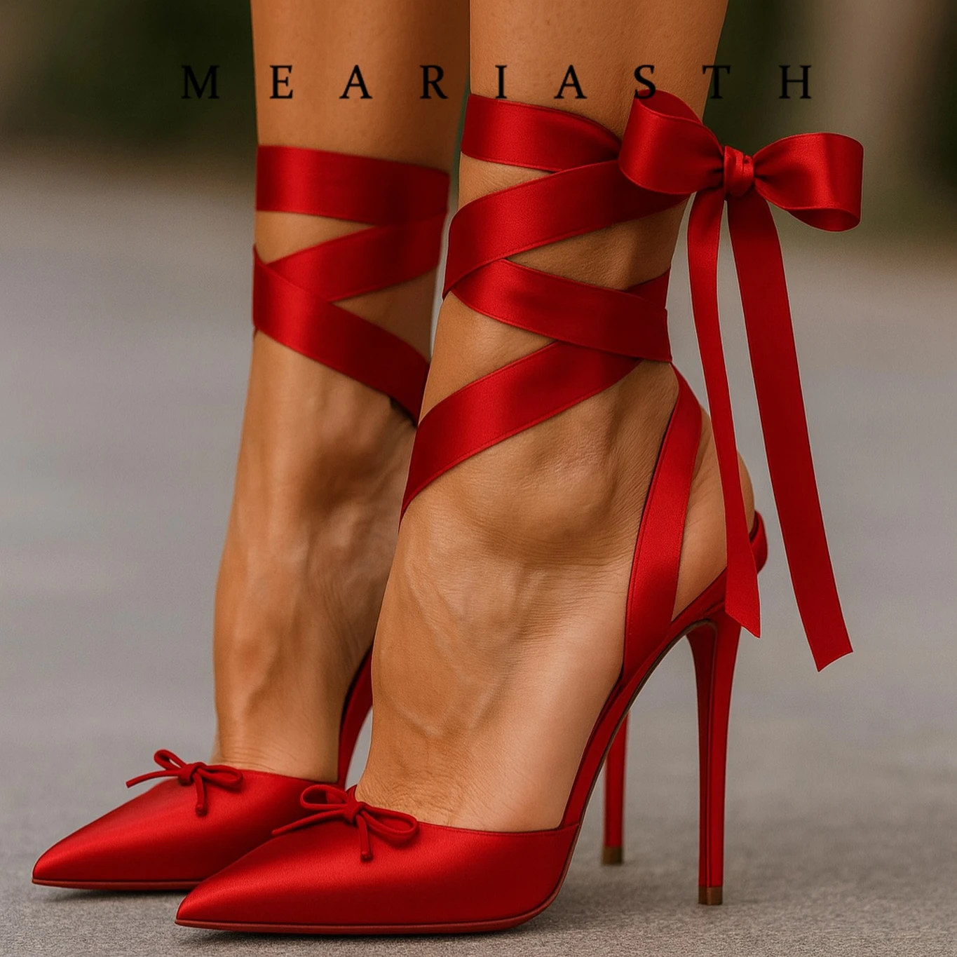 

Shoes Bow Woman Pumps Silk High Heels lace up Women Shoes Stiletto Red Wedding Shoes Women Heels Women Sandals 12cm and 10cm