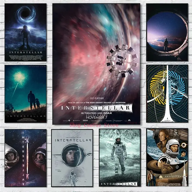 Interstellar Posters Classic Sci-Fi Movie Canvas Artwork HD Print Christopher Nolan Film Wall Art Picture Ideal for Room Home De