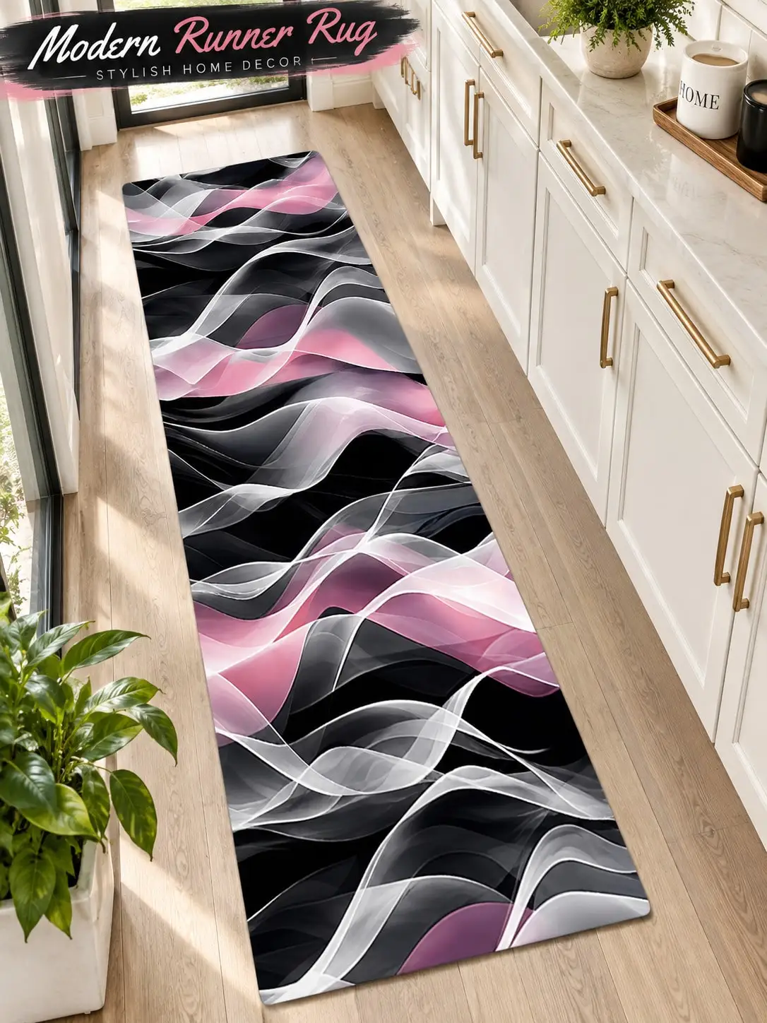 Wave Lines Aisle Runners Long Carpet Runner Rugs Hallway Entryway Kitchen Laundry Room Bedroom Floor Decor Apartment Home Furnishing Entranceway Makeover Beside Cabinets Christmas Birthday Anniversary Housewarming Gifts for Family and Friends