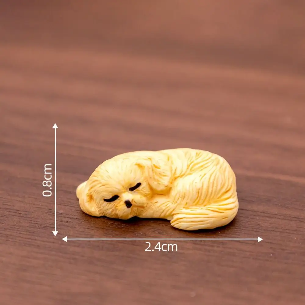 New Cute Cartoon Puppy Statue DIY Crafts Car Ornament Mini Animals Figurine Dollhouse Decoration Resin Miniature Dog Figurines