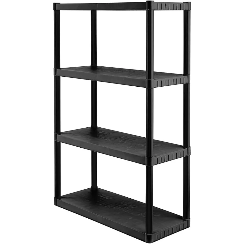 

CENTREX CX 4-Tier Medium Duty Plastic Storage Shelves 75lbs Capacity Per Shelf Black Weather-Resistant Easy Assembly Home Garage