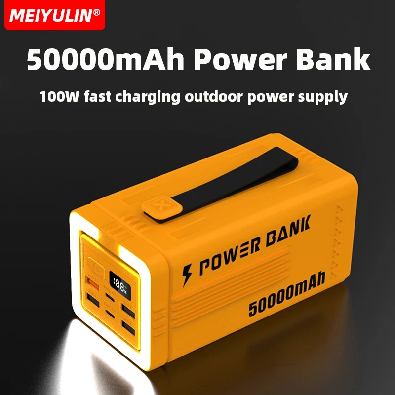 50000mAh Portable Large-capacity Power Bank USB C PD 100W Fast Charging External Spare Battery For iPhone Xiaomi Samsung Laptop