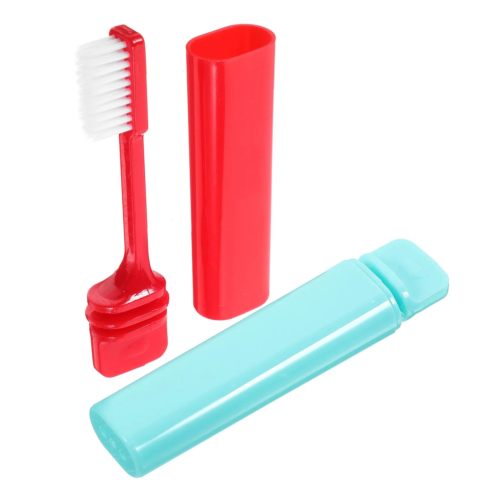 2Pcs Foldable Travel Toothbrush Portable Pocket Folding Brush Hard Tube Design Dustproof Ergonomic Handle Suitable for Camping