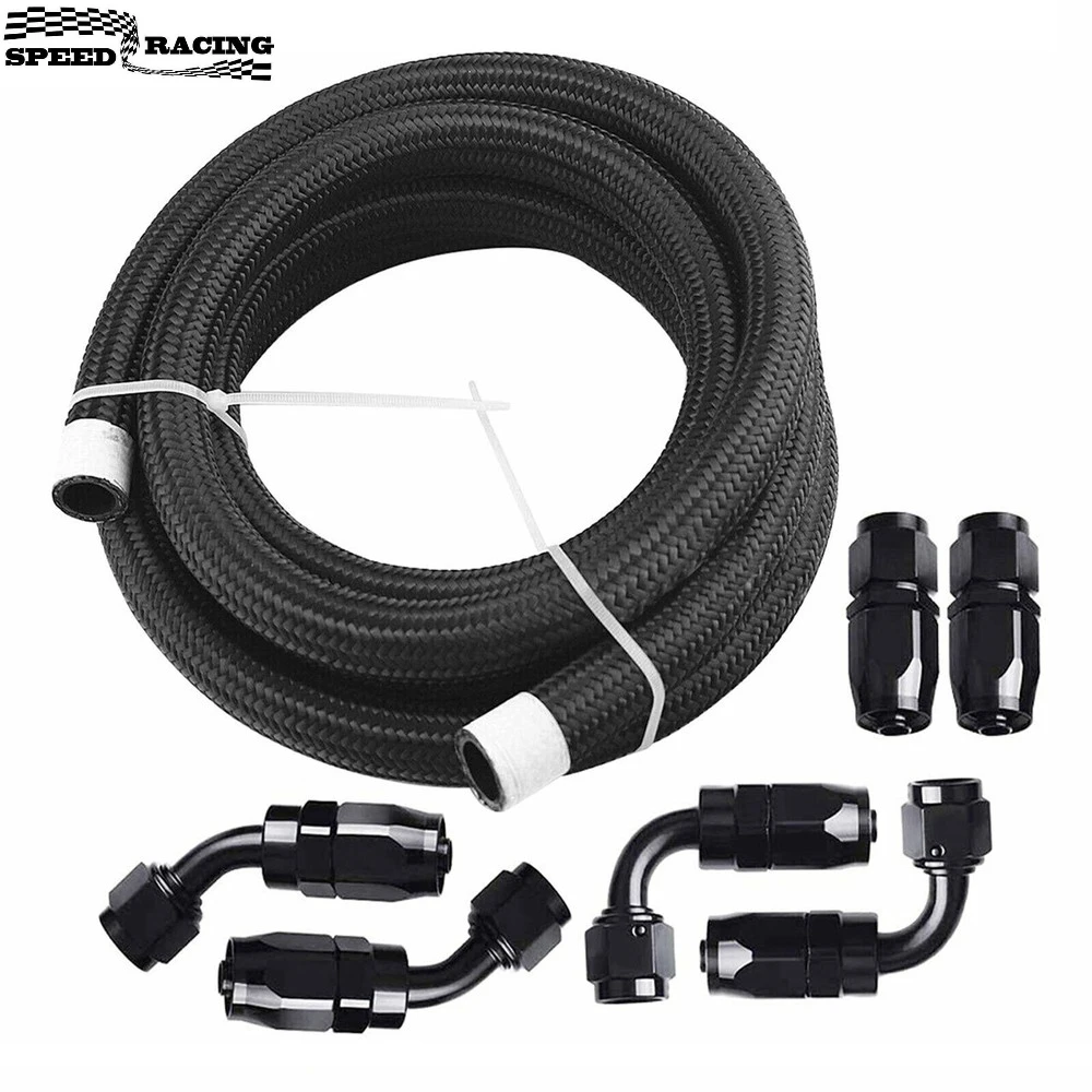 

6AN Nylon Braided Fuel Line Oil/Gas/Fuel Hose End Fittings Kit