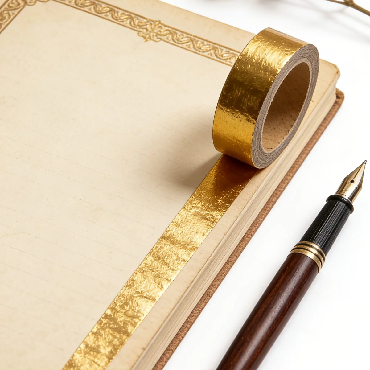 1 Roll Gold Foil Washi Tape - Metallic Shiny Decorative Masking Tape for DIY Crafts, Scrapbooking, Journaling & Gift Wrapping