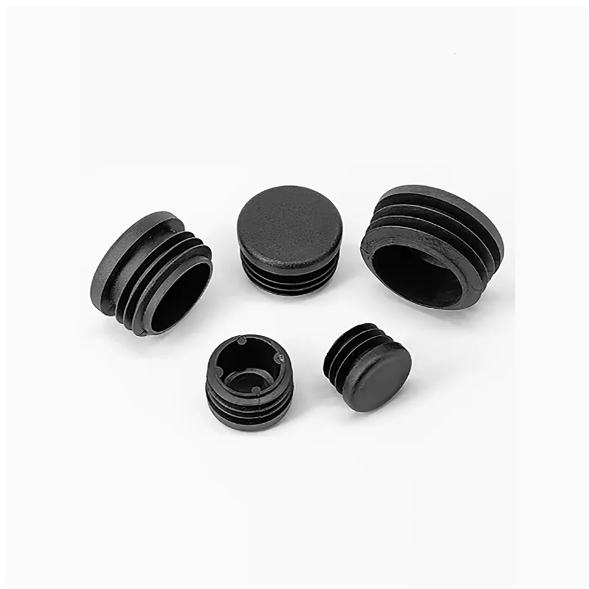 Black PE Plastic Round Inner Plug 10 20 40 50 70 80-114mm Protection Gasket Dust Seal End Covers Caps For Pipe Bolt Furniture