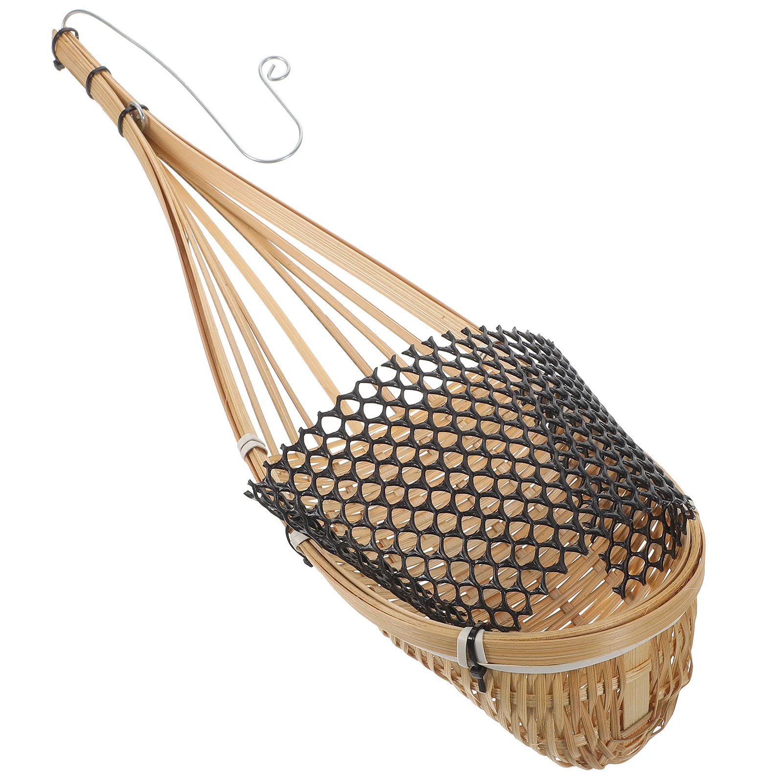 1 قطعة الخيزران المنسوجة سلة للزهور المعلقة وعاء النبات لتزيين حديقة الحائط داخلي في الهواء الطلق حاوية زارع كبيرة متينة