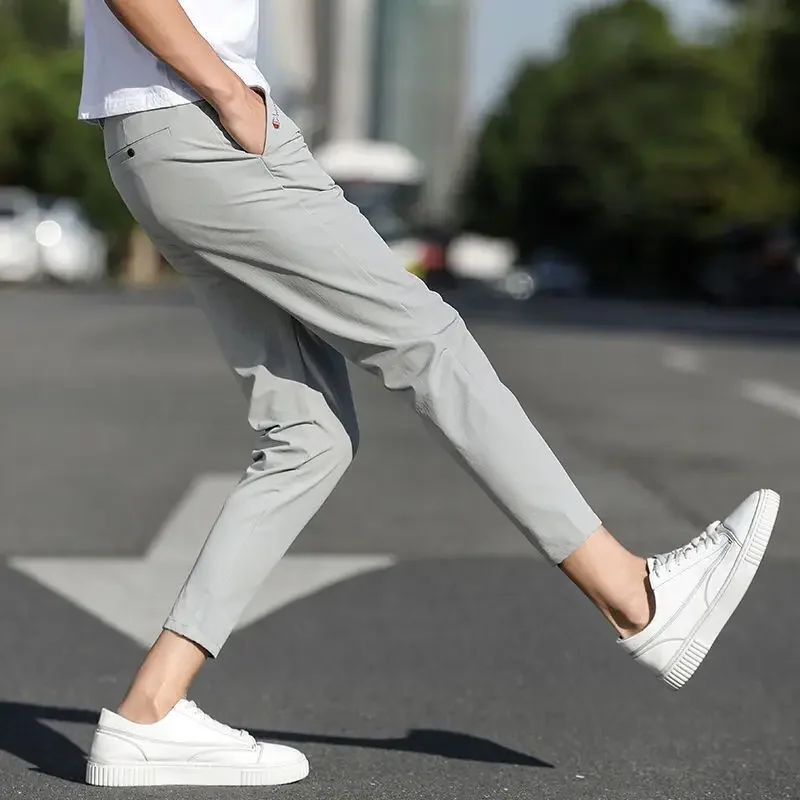 Draped Male Suit Trousers Khaki Straight Men's Summer Pants Fluid Clothing Premium Fabric Chinese Homme High Quality Cheap