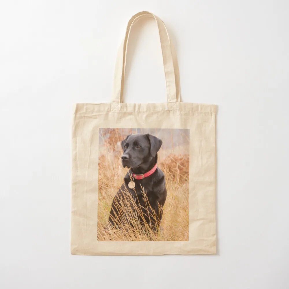 Black Labrador dog in the countryside Tote Bag Women's handbag sac pour femme cute tote bag Beach bag Canvas Tote