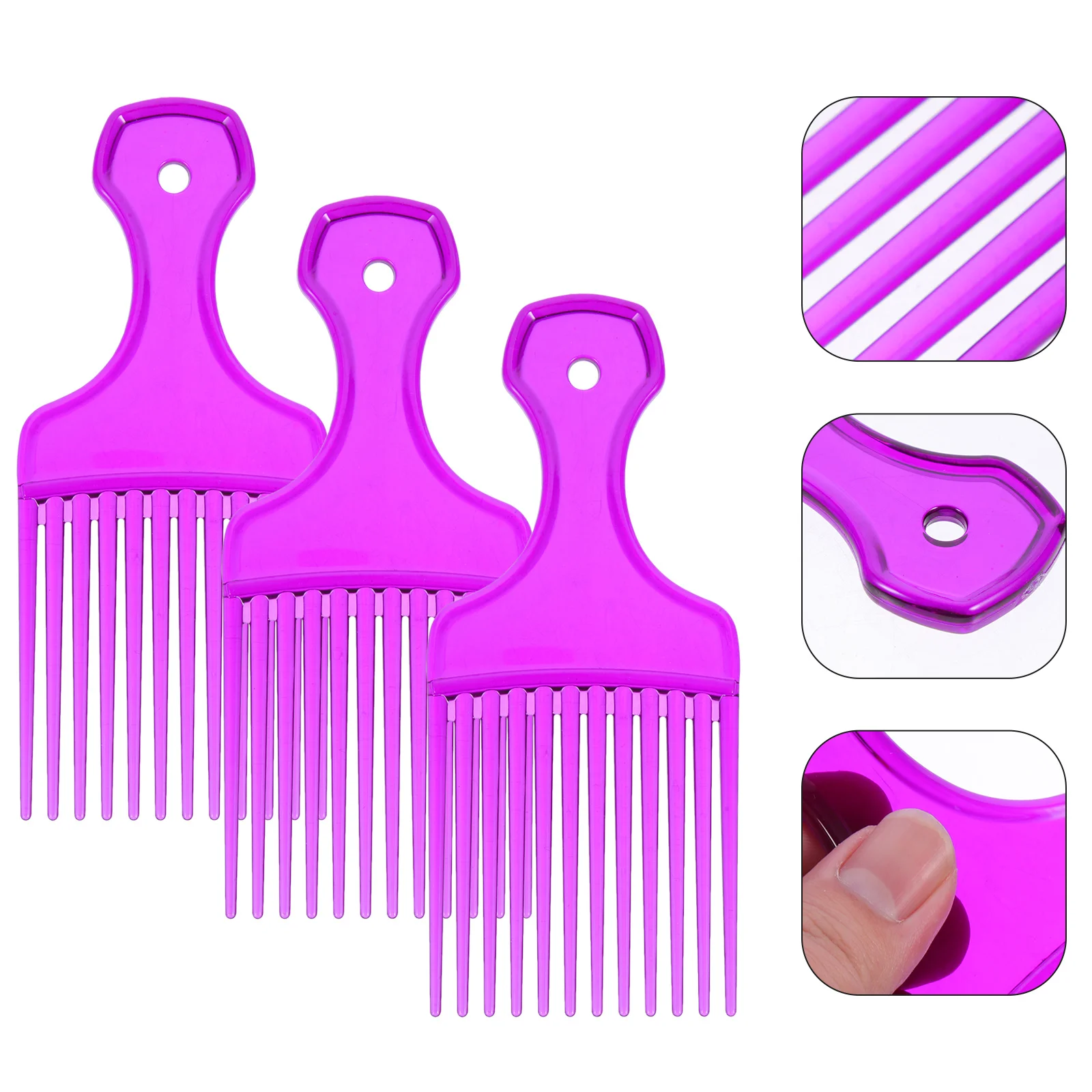 

3pcs Oil-Prone Comb Purple Wide Teeth Styling Tool Lightweight Portable Comb Portable Massage Hair Salon Accessories