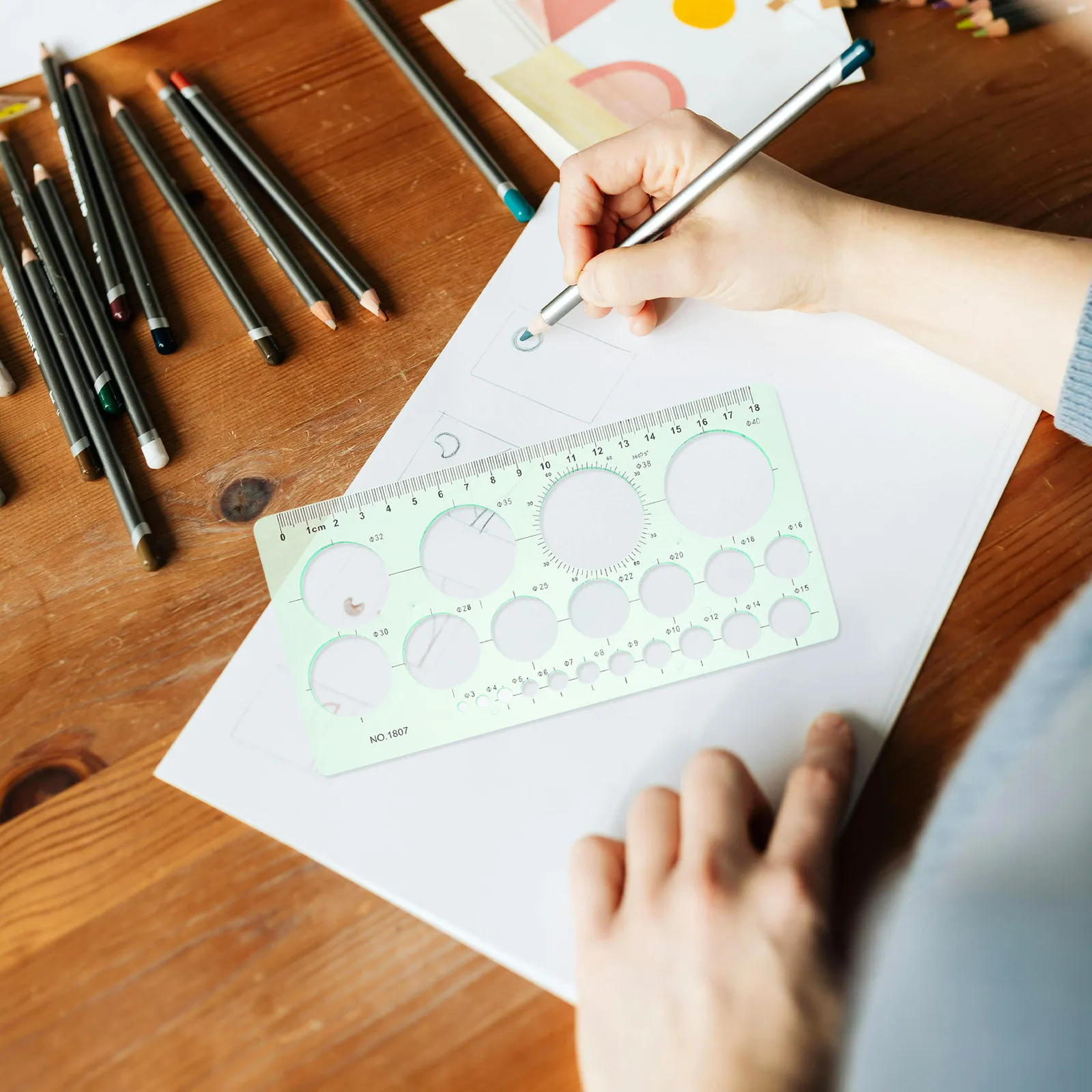 2Pcs Multifunction Transparent Drawing Templates Geometric Shapes Circle Ruler for Art Design Drafting Journaling School