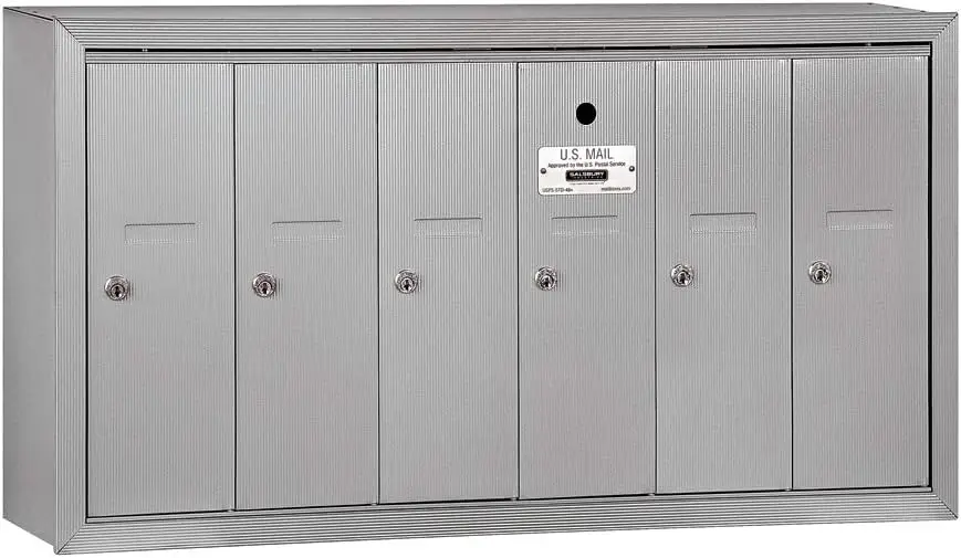 Industries 3506ASU Surface Mounted Vertical Mailbox with 6 Doors and USPS Access, Aluminum