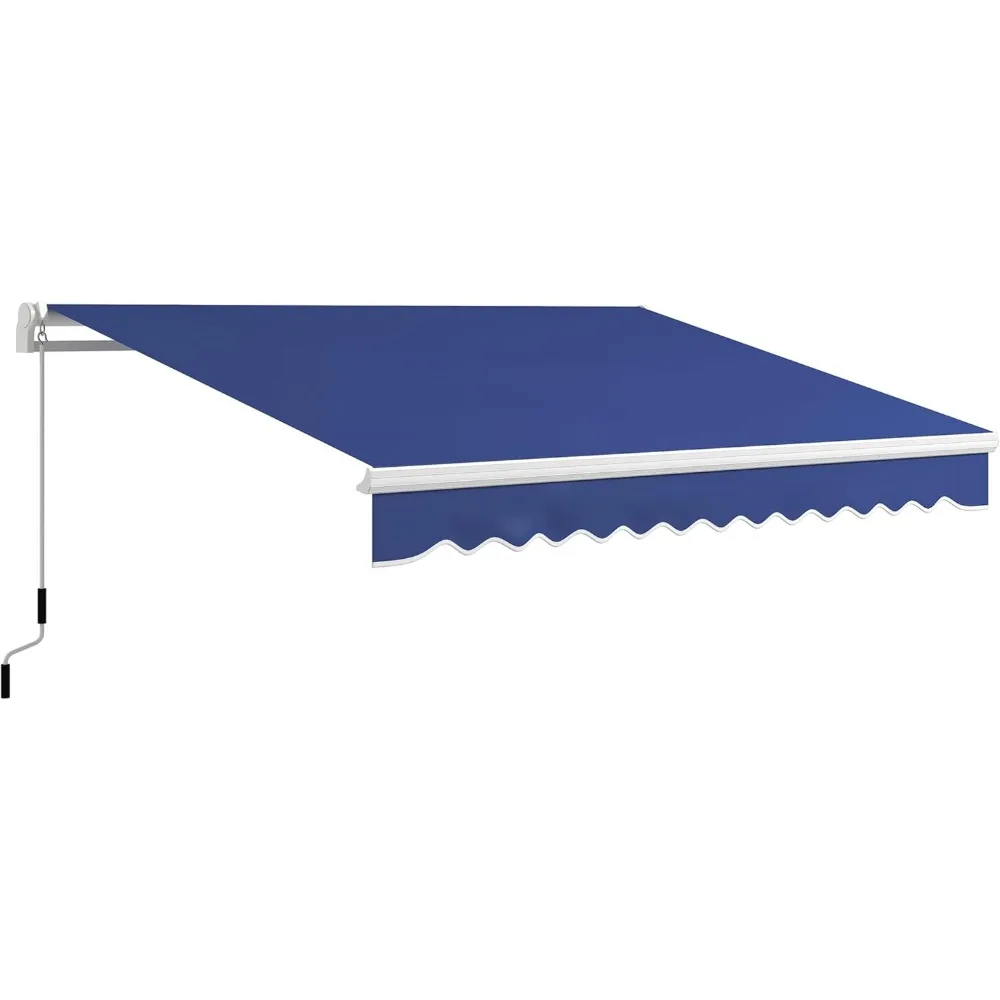 

13' x 8' Retractable Awning, Patio Awnings, Sunshade Shelter w/Manual Crank Handle, UV & Water-Resistant Fabric and Aluminum Fr