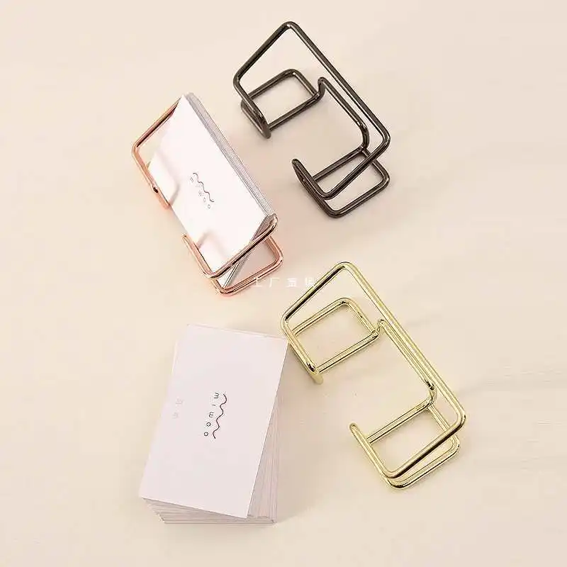 Gold Metal Business Card Holder Desk Bracket Cards Organizer Office Business Cards Display Holders Fashion Desktop Decorative - Image 4